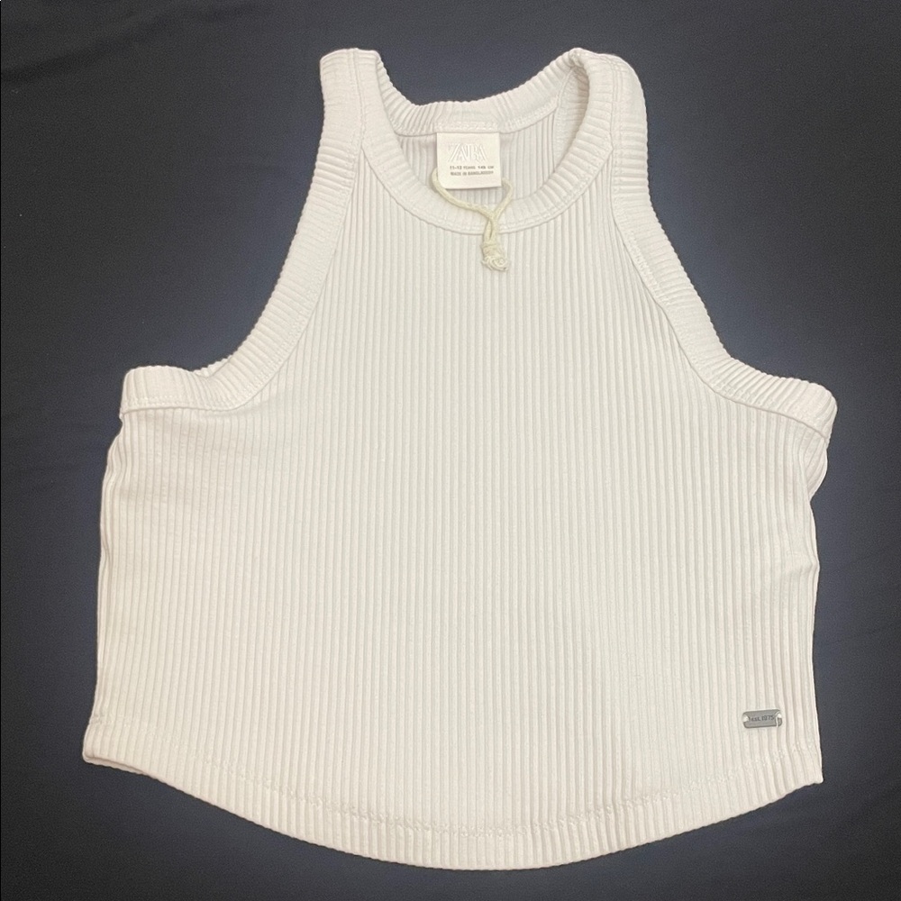 Zara Cream Ribbed Sleeveless Top